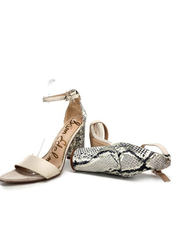 Sam Edelman Shoes - Sam Edelman Yaro Linen Black Grey Gold Shimmer Leather Snake High Heel Sandals